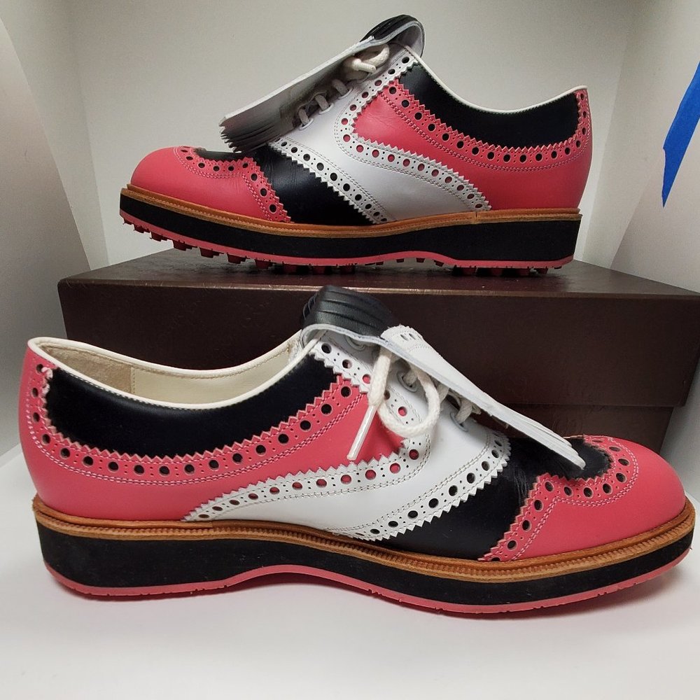 Gucci  Beaufort Pink/Black/White Kiltie Brogues 39/9